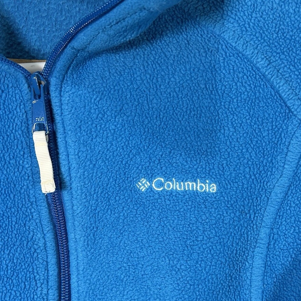 Columbia Jacket Women L Blue Solid Fleece Embroidered Outdoors Hiking Casual
